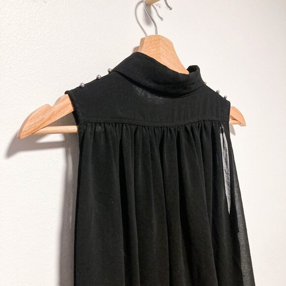 Jewel Collar Button-up Sleeveless Sheer Shirt - Picture 13 of 14